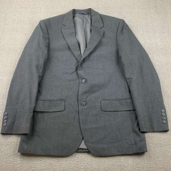 Saddlebred Blazer Men 40R Gray Motion Stretch 2 Button Lined Suit Jacket Poly - Picture 1 of 9